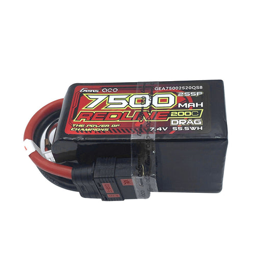 Gens Ace GEA75002S20QS8 Lipo Redline 7500mAh 7.4V 200C 2S5P QS8