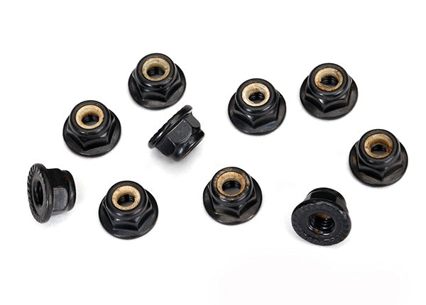 Traxxas 8347 4mm Flanged Nylon Locking Nuts, Black (10-Pack)