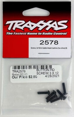 Traxxas Button-Head Hex Screws 3X12mm Pack of 6