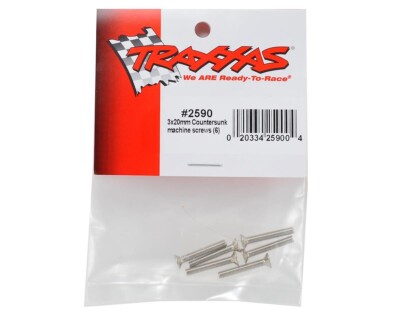 Traxxas 2590 Flat Head Phillips Screw 3x20mm, Pack of 6