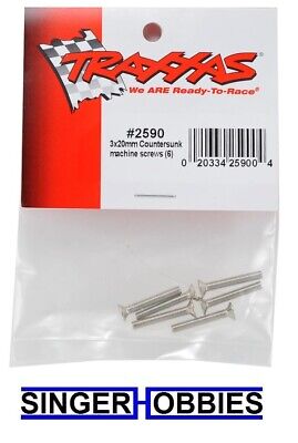 Traxxas 2590 Flat Head Phillips Screw 3x20mm, Pack of 6