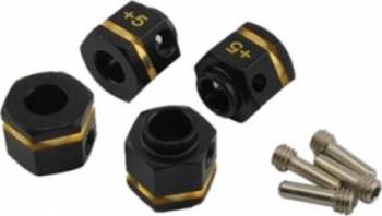 HDTWH01002A Hobby Details Brass Wheel Hex Adapter Extensions - Black +5 (12x10mm) 4 pcs/set