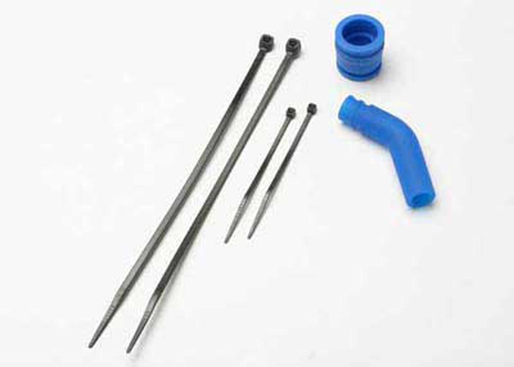Traxxas 5245 Pipe Coupler Blue, Exhaust Deflector, Cable Ties Long