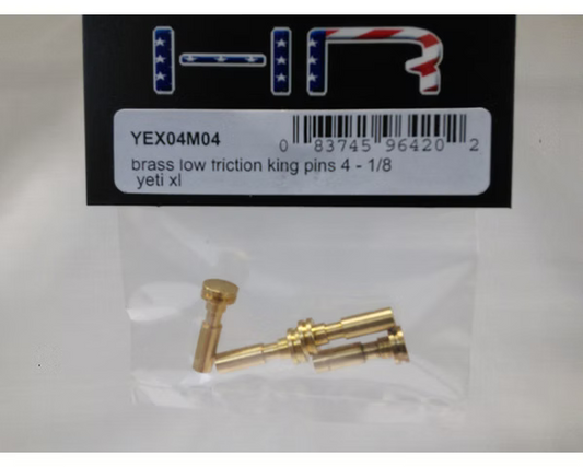 HR YEX04M04 Hot Racing Brass Low Friction King Pins 1/8 YETI XL - Pack of 4