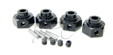 AX30429 Racing Aluminum Hex Hub 12mm Black, Pack of 4 AXIC0429