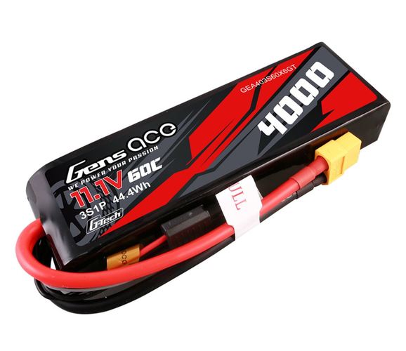 Gens Ace GEA40003S60X6 4000mAh 11.1V 3S 60C Lipo Battery XT60