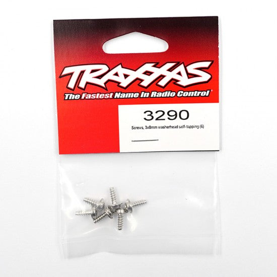 Tra3290 Self-Tapping Screws 3x8mm Washerhead, Pack of 6